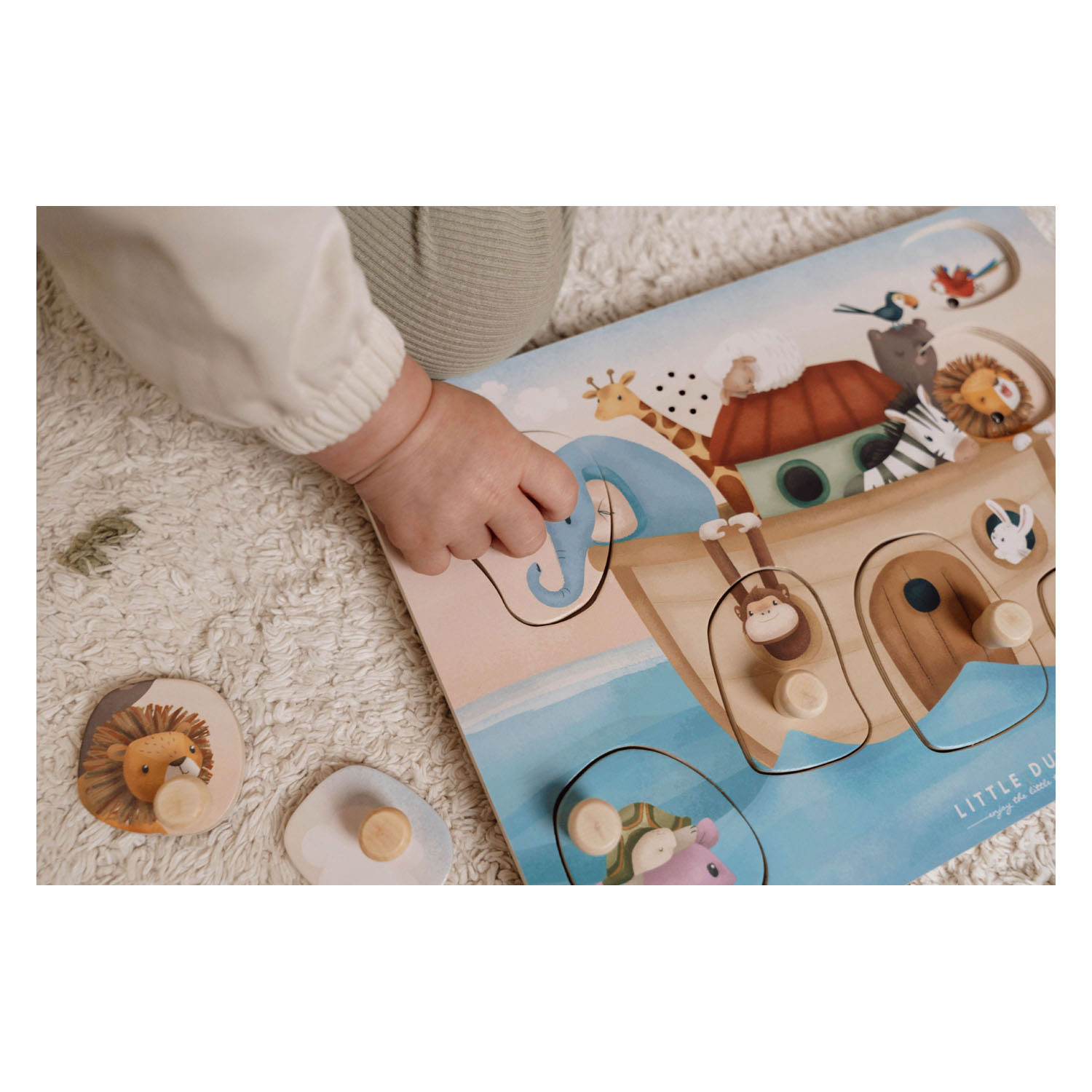 Little Dutch Houten Geluiden Noppenpuzzel Ark van Noach FSC, 7st.