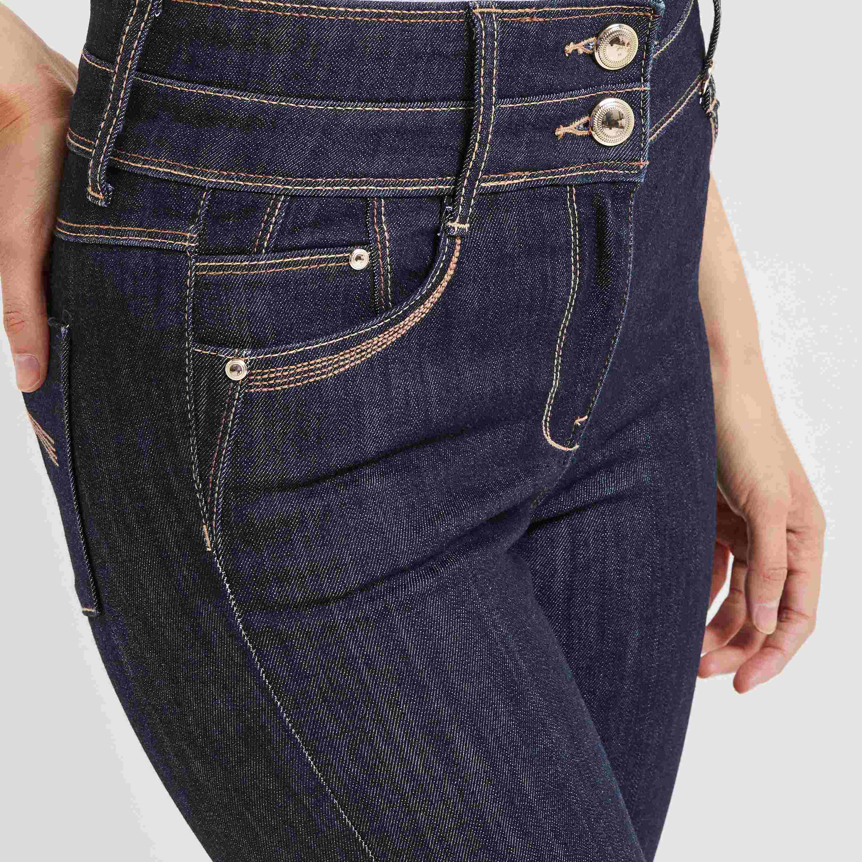 Jean raccourci taille haute femme - BRUT
