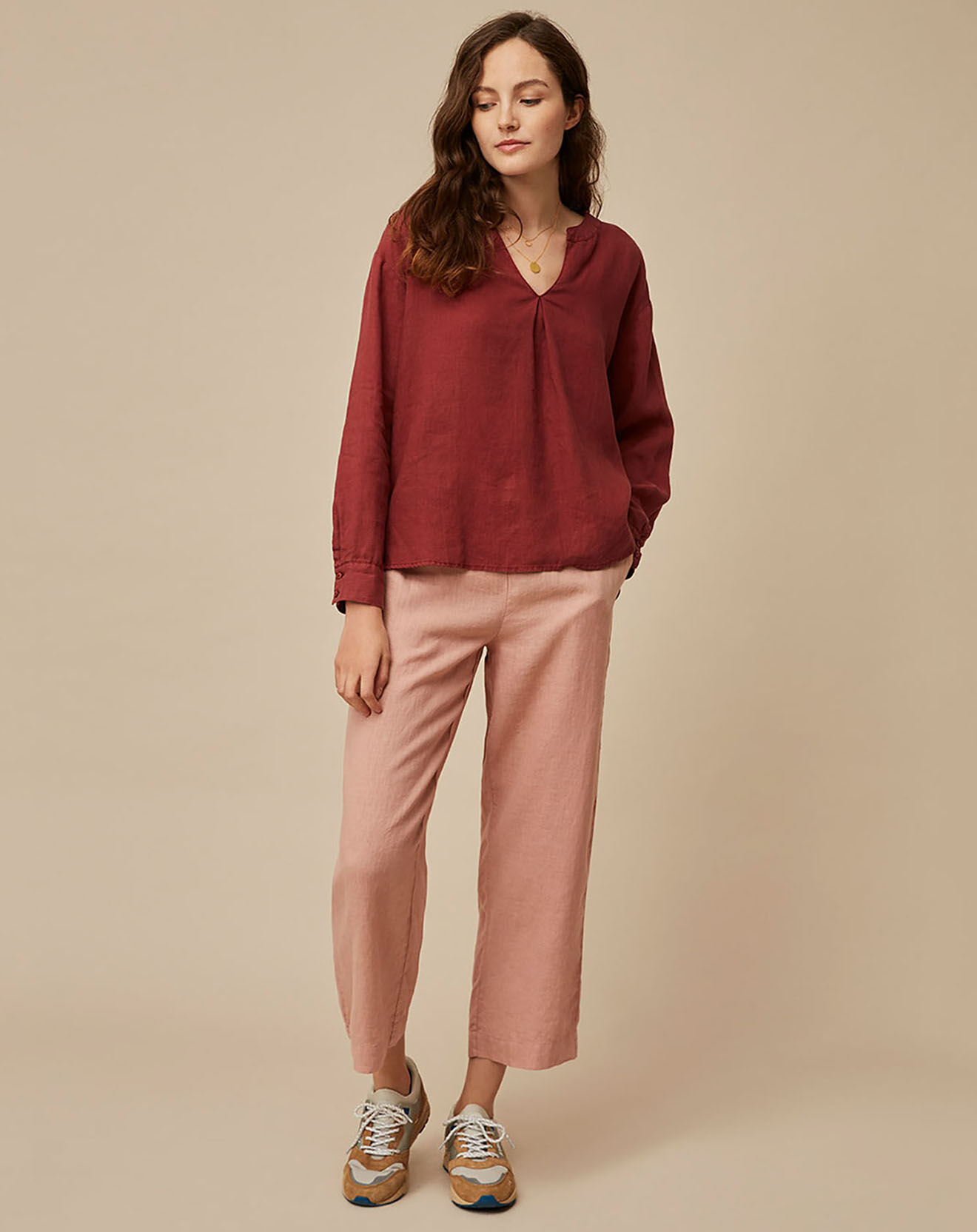 Harris Wilson Blouse 100% Lin Carmelle terracotta