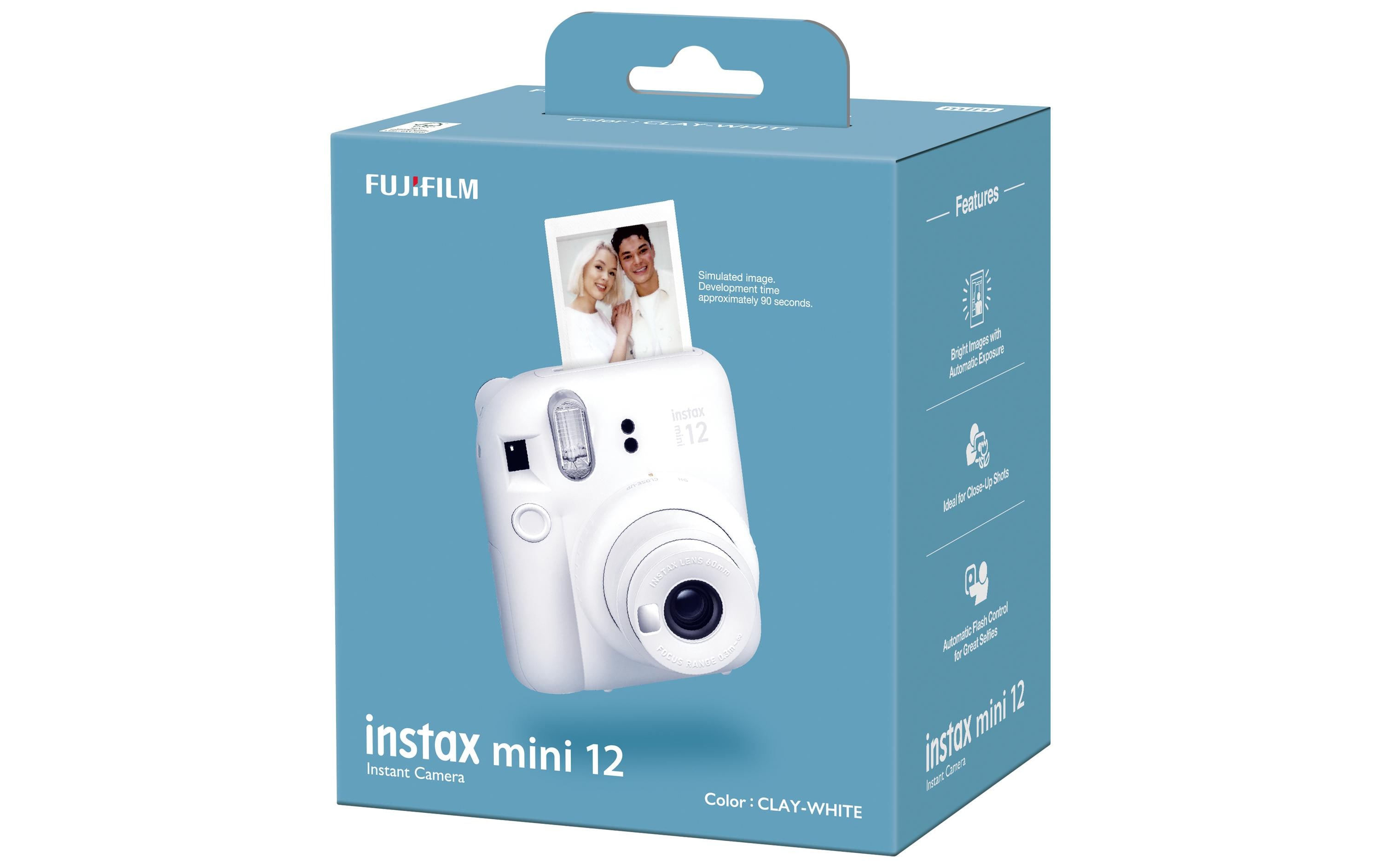 Fotokamera Instax Mini 12 WeissSofortbildkamera mit Blitz und Selfie-Modus