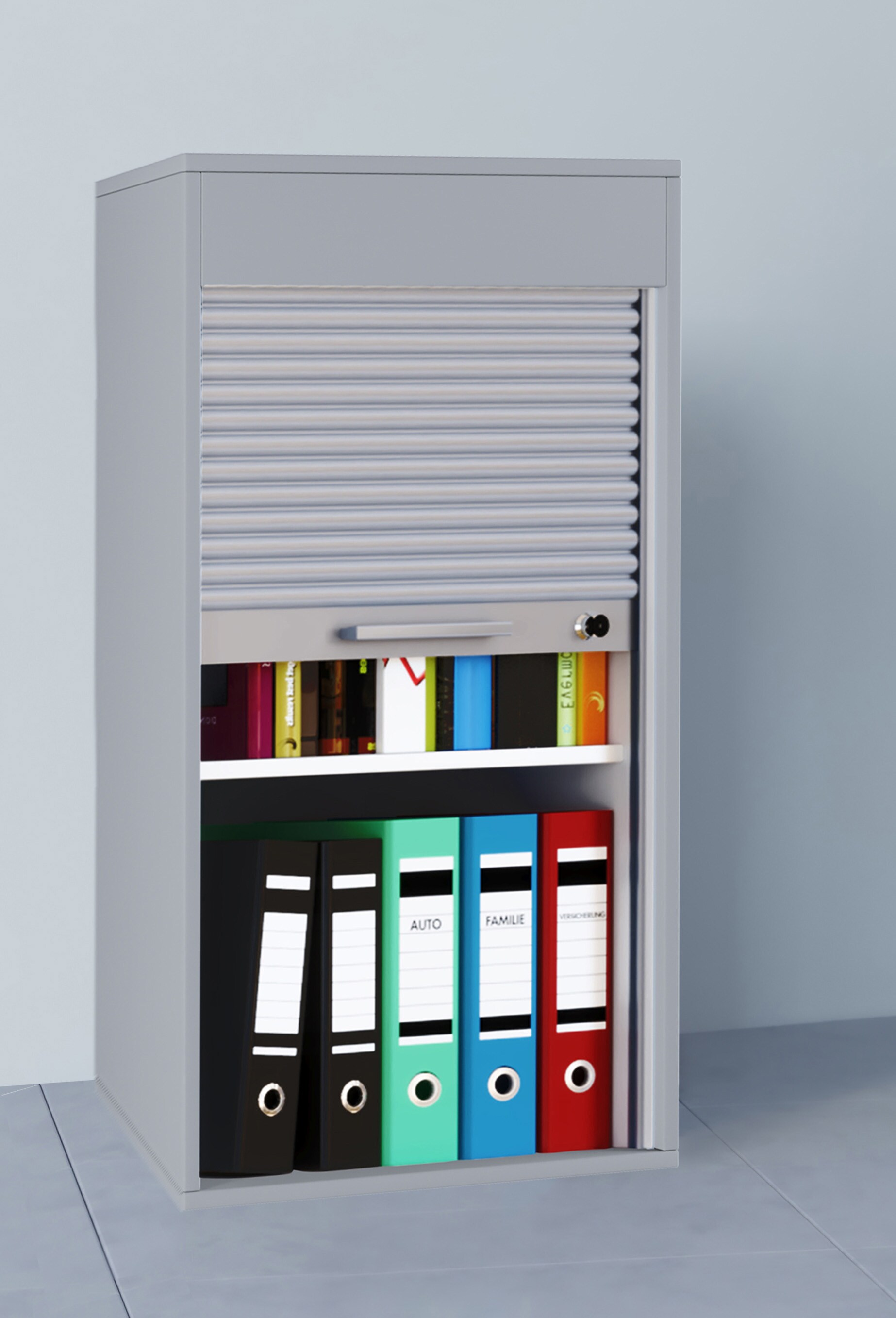VCM Holz Büroschrank Aktenschrank Rollladen Rollladenschrank Schrank Ordner Aktos L