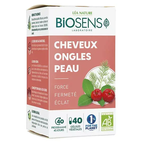 Biosens Cabelo Unhas Pele Orgânico 40 Cápsulas Vegetais
