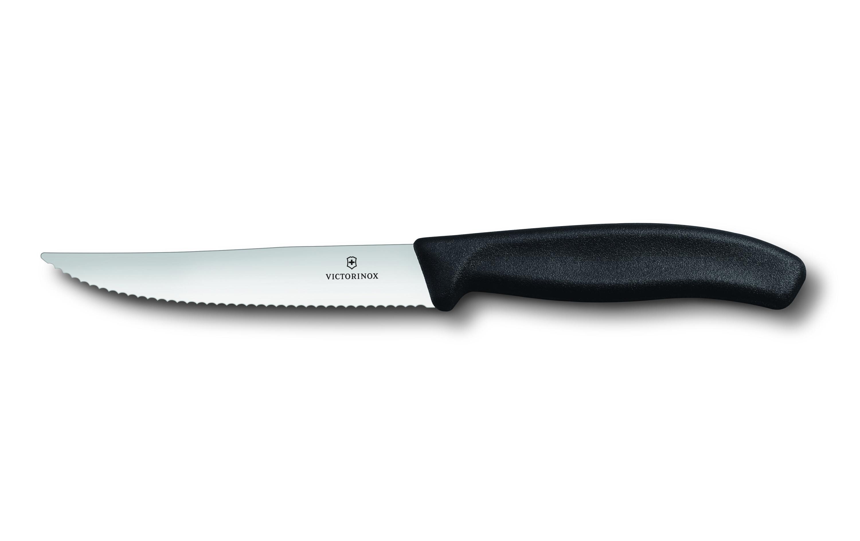 Steakmesser Swisss Classic Gourmet Mittel, 2 Stück, SchwarzMesser mit Wellenschliff