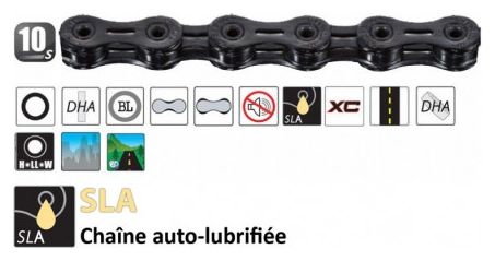 Chaine 10 vitesses YABAN SLA 101 Ti Black AUTOLUBRIFIEE