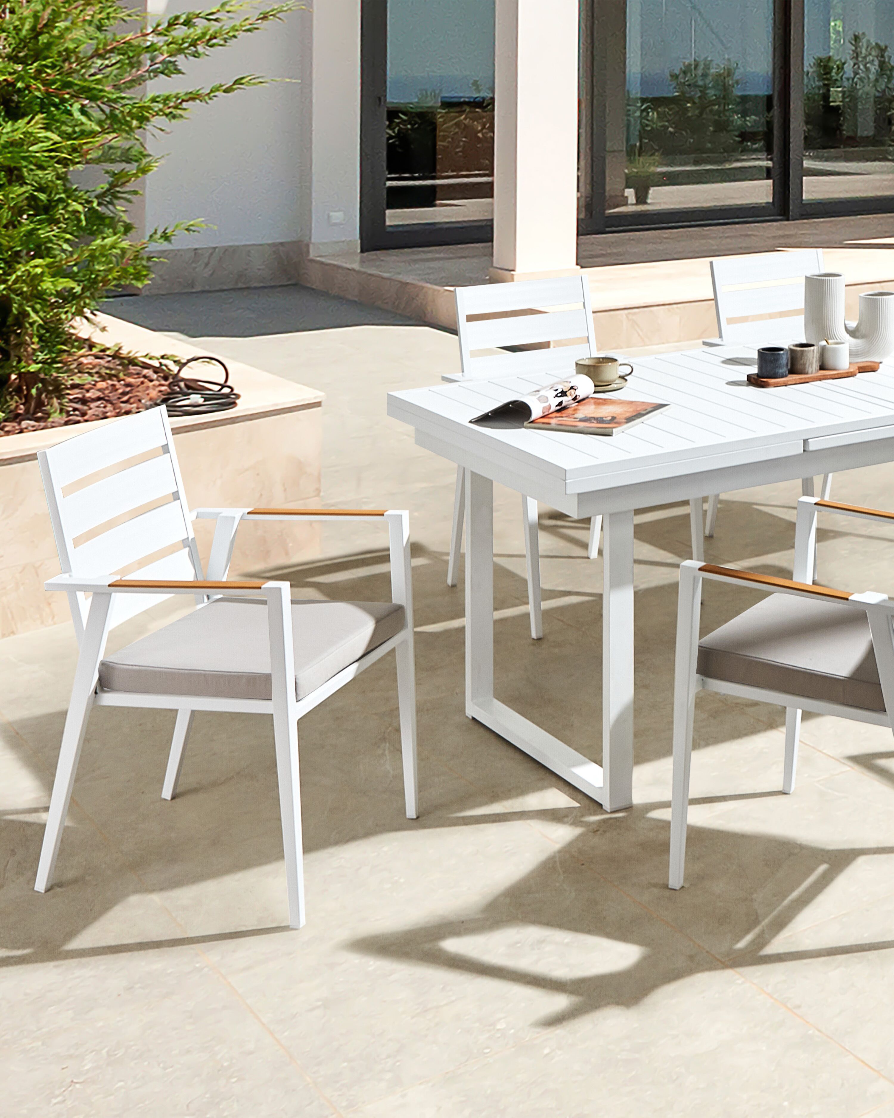 Set van 4 stoelen met zitkussen TAVIANO Metaal Grijs