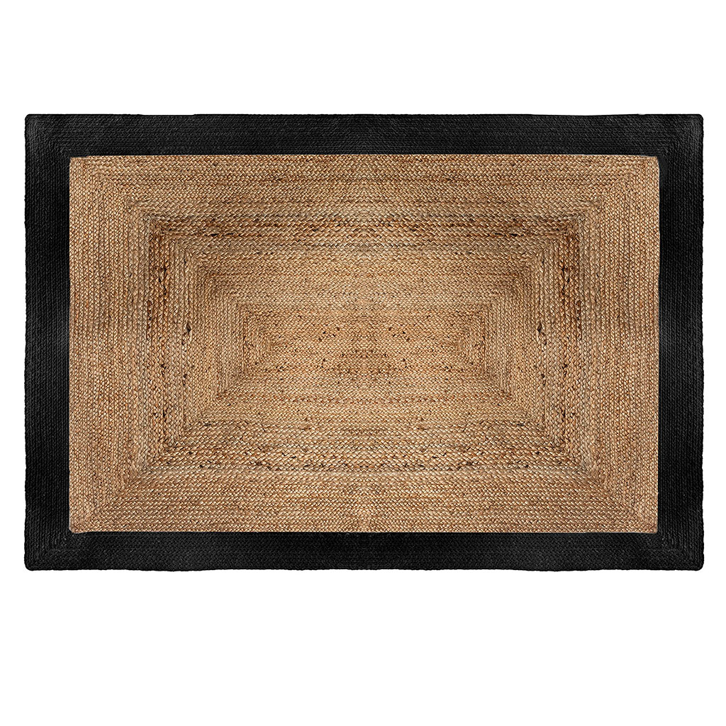 Tapis jute bords noirs 120x170cm