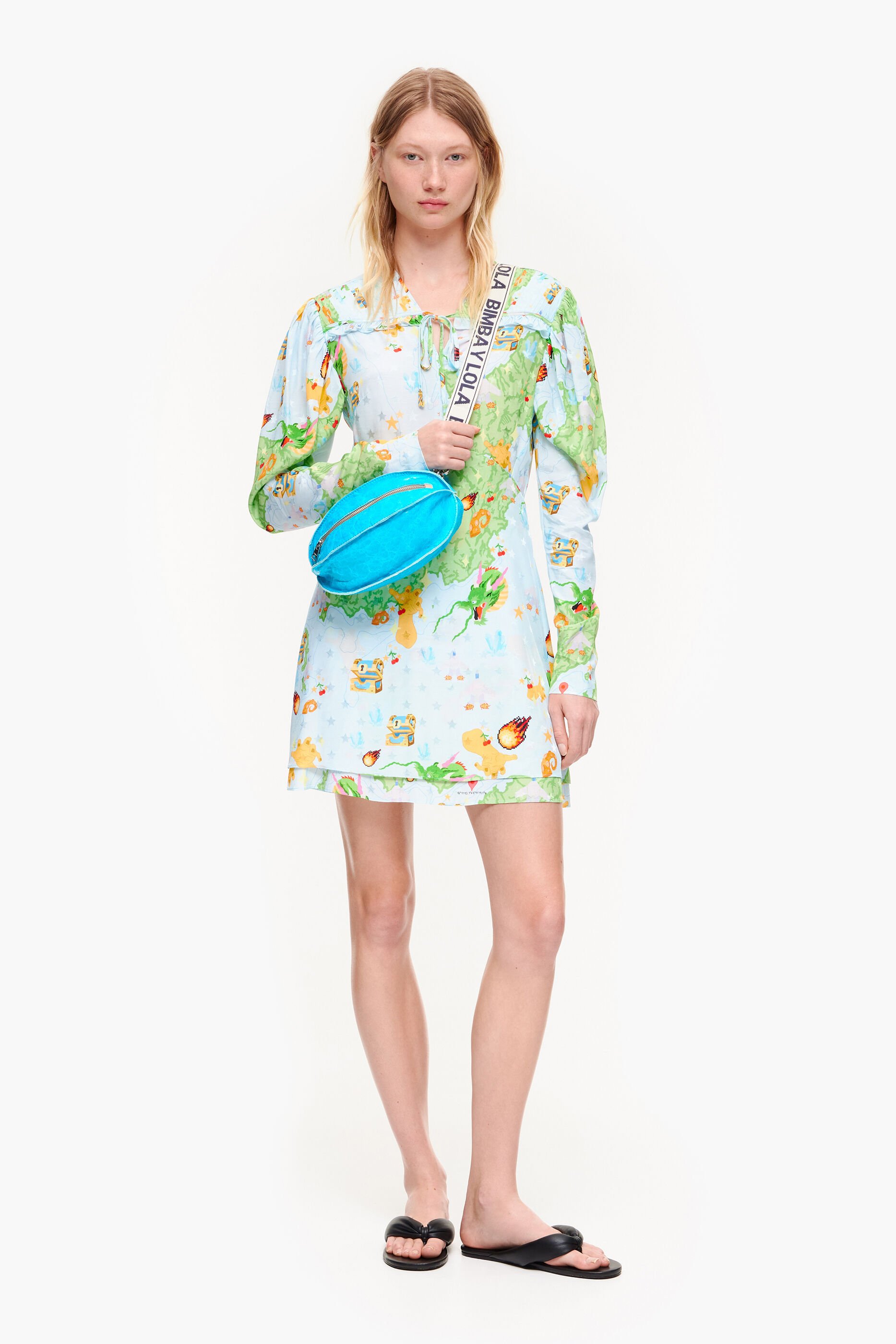 Vestido curto fluido com estampa jacquard Vigo Game