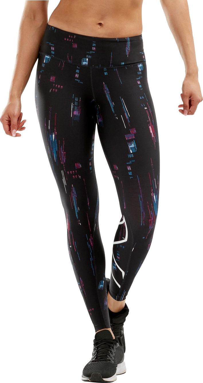 Print Mid-Rise Compression Tights W FBY/WHT/Freqency Boysenberry/W