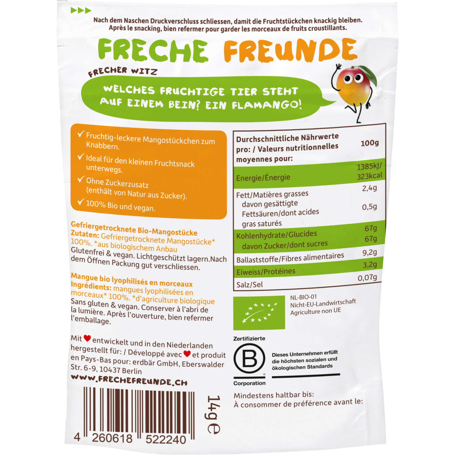 Freche Freunde Bio Fruchtchips Mango 36+ Monate