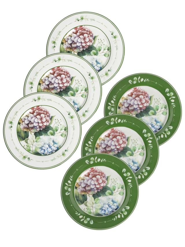 Flora-Teller, 6er-Set – elegantes Hortensien-Dekor aus Porzellan