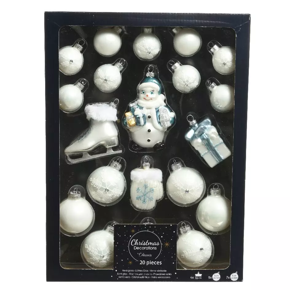 Kit de décoration de sapin de Noël en verre Viggo Blanc
