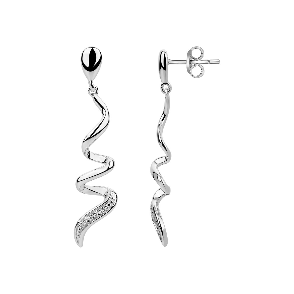 Boucles d'oreilles pendantes en Argent avec oxyde de zirconium blanc