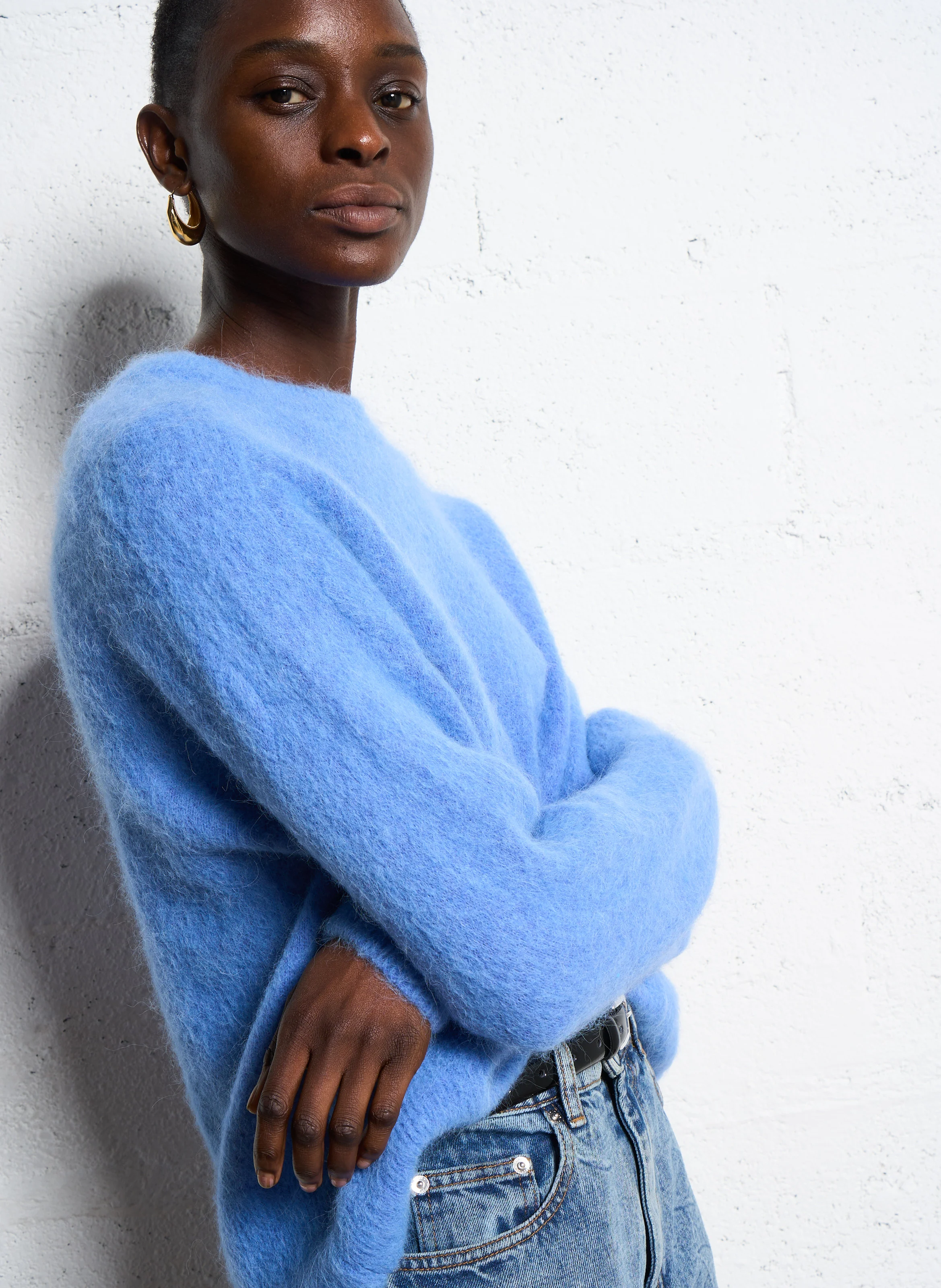 KADIZE - Pull col rond en laine mélangée | Bleu