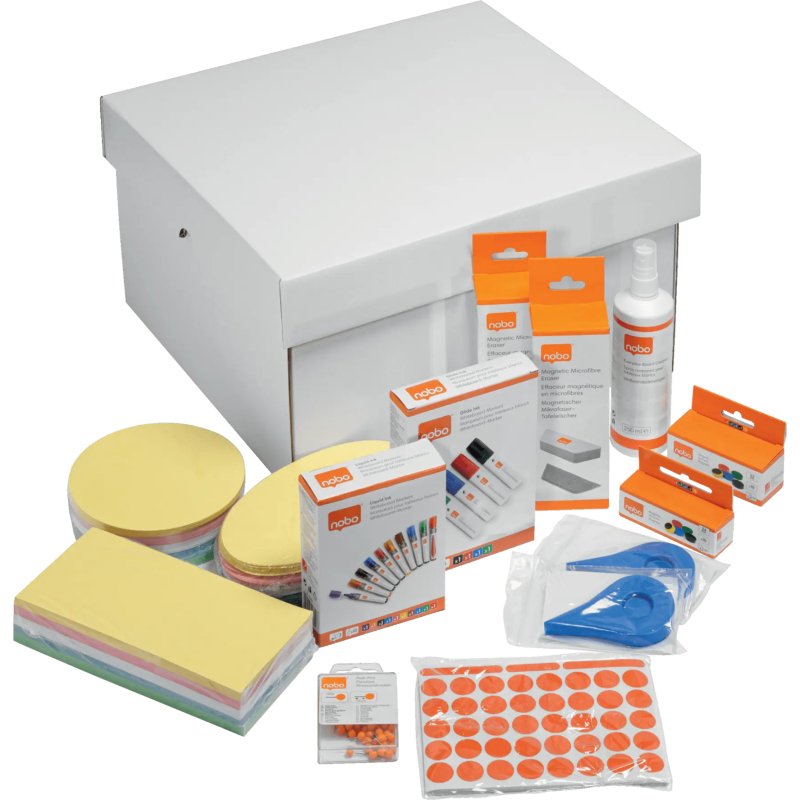 Kit d'accesoires tableau blanc esselte 10marqueurs     10aimants 32mm 2effaceurs     1spray nettoyage 2rubans