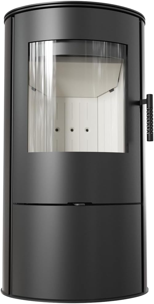 KRATKI Kaminofen aus stahl ROLLO bereit Satz Ø 150 7 kW mit Raumluftunabhängig, Bblass Verkleidung, freistehend, BImSchV 2, Staubauslass, 150 mm, EEK A Kaminofen HKI
