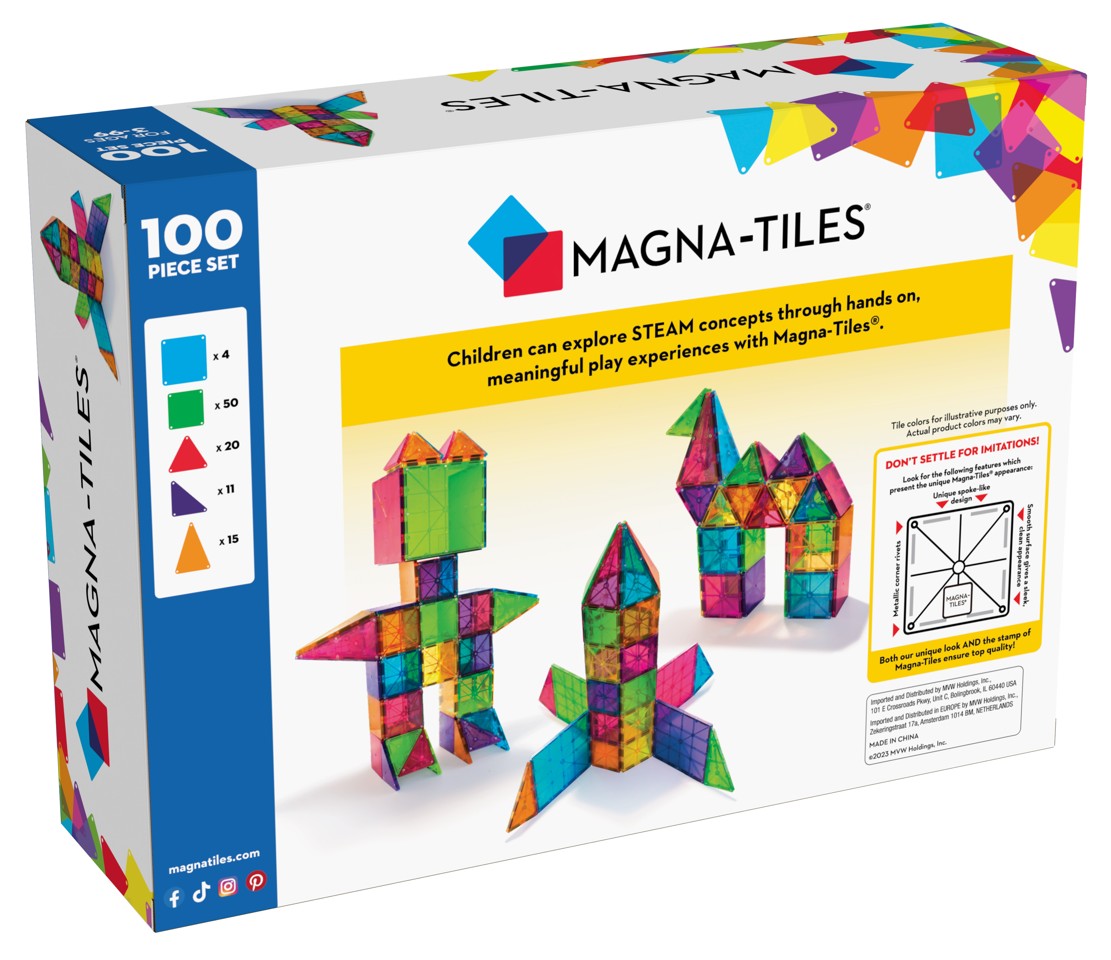 Magna-Tiles - Transparente Farver - 100 brikker