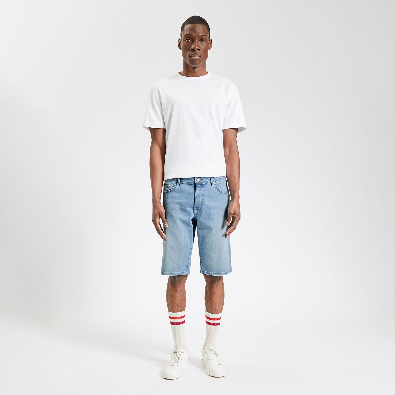Bermuda en jean en coton recyclé Bleu moyen