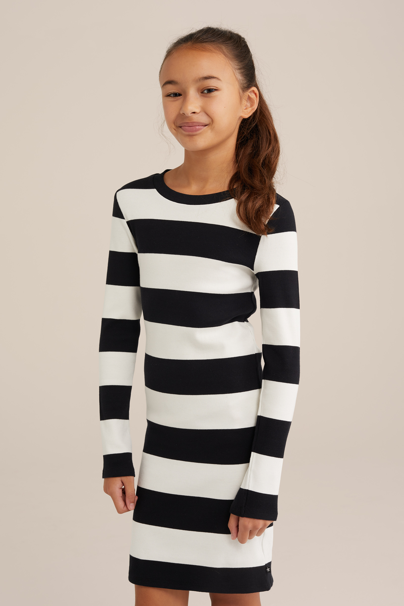 Meisjes jurk met dessin WE Fashion Zwart
