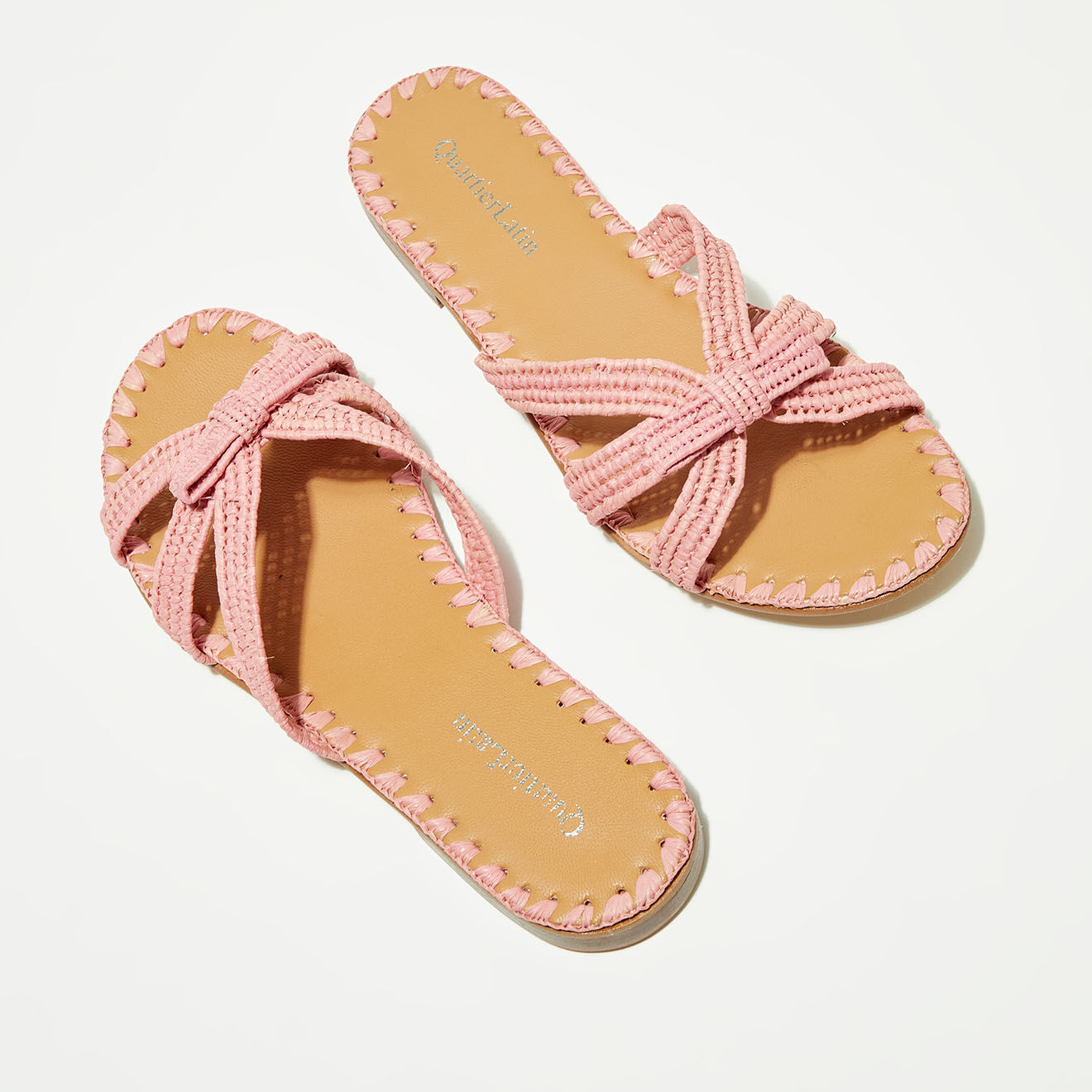 Quartier Latin Mules en Raphia roses