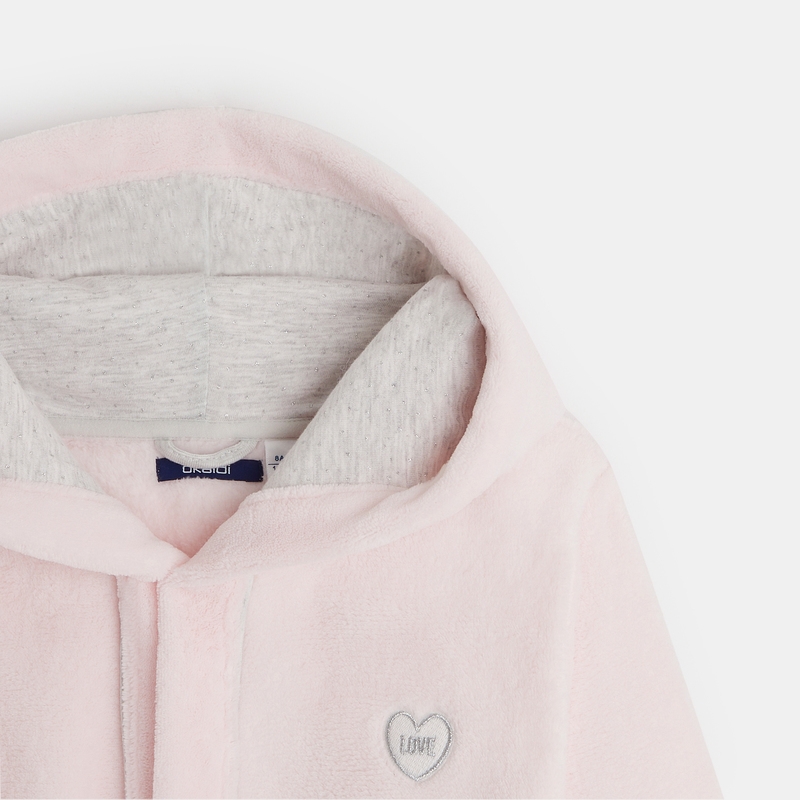 Peignoir à capuche en sherpa ultra-doux rose fille