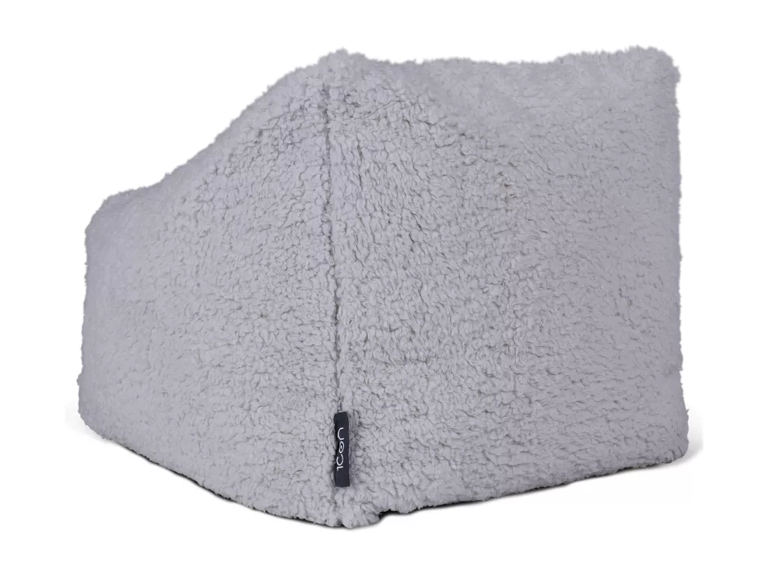 Pouf fauteuil enfant en polaire sherpa gris clair