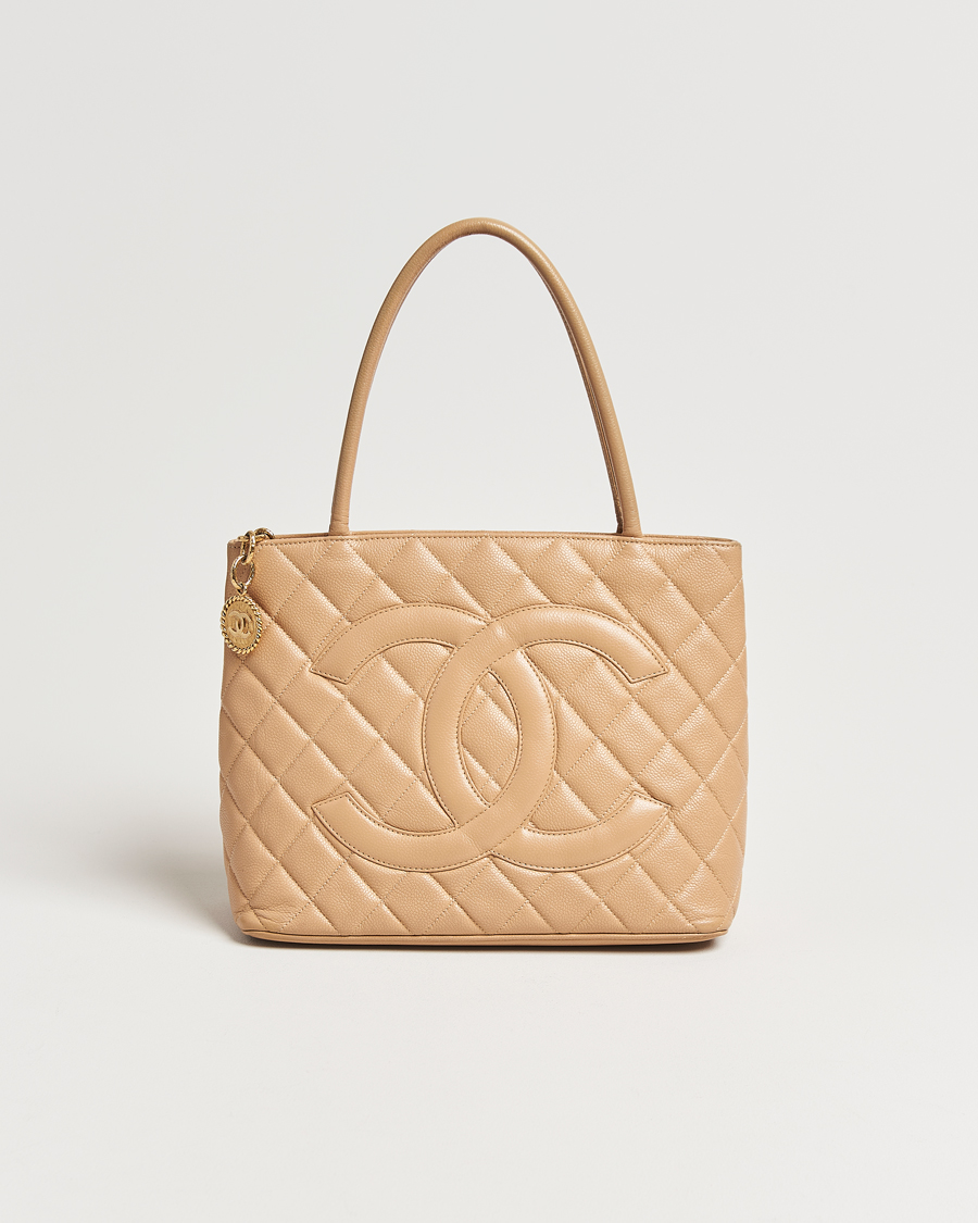 Chanel Pre-Owned Medallion Tote Bag Caviar Beige