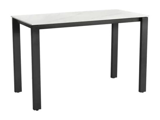 Table haute 140 cm rectangulaire céramique blanc marbré - HARPER