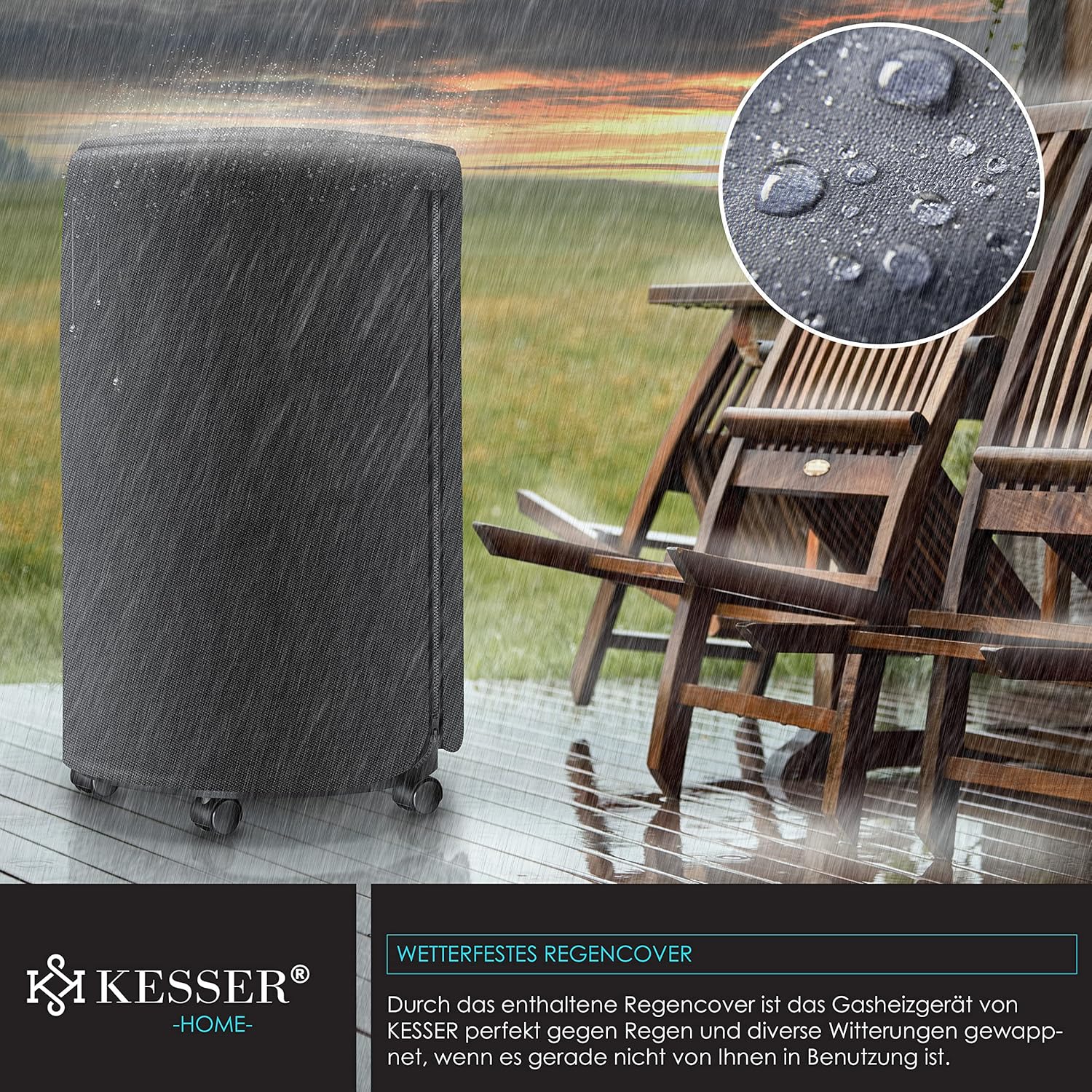 KESSER® Gasheizer Keramik 4200 Watt Gas Heizstrahler inkl. Gasdruckregler Gasschlauch - Gasheizofen inkl. Schutzhülle Gasheizgerät, Infrarot Keramikbrenner, Butan- oder Propangasflaschen, Schwarz