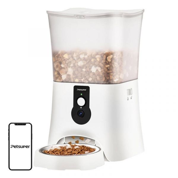 Petsuper Dispensador Comida Inteligente WiFi c/ Camera 5L Branco