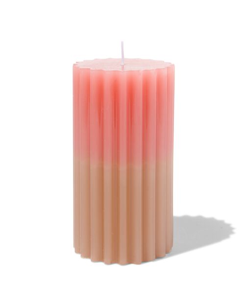 bougie nervurée Ø7x13 naturel/rose