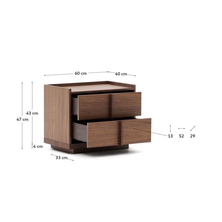 Kave Home Onix nachtkastje 60x59 walnoot