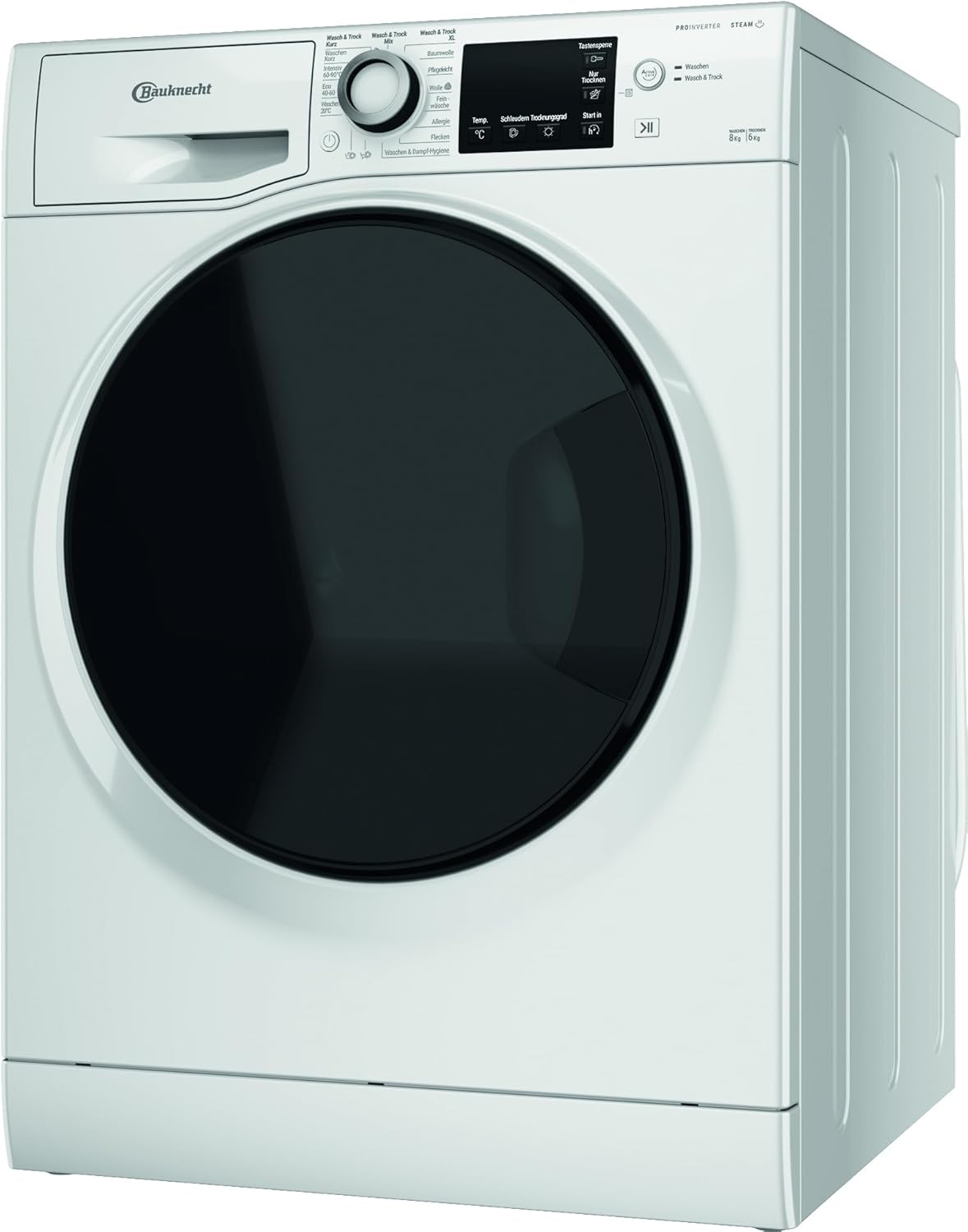 Bauknecht WATK Sense 86S 41 C Waschtrockner (8/6 kg)/ Active Care Color+/ Dynamic Inverter-Motor/Wolleprogramm/Mehrfachwasserschutz+/ Antiflecken- und Anti-Allergie-Programm/Waschen & Trocknen Kurz