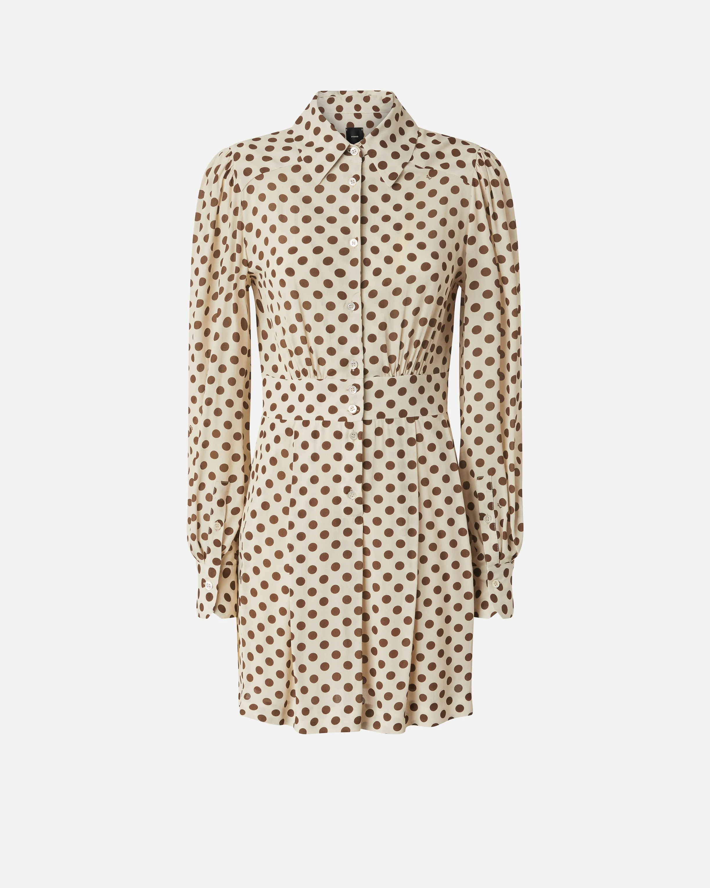 Robe chemise à pois | Beige