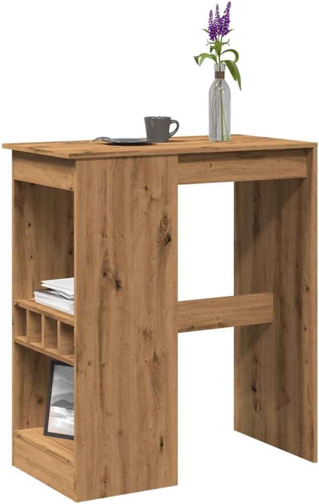Bartisch mit Regal Artisan-Eiche 90x47,5x103,5 cm Holzwerkstoff Bartisch, Bistrotisch Bartheke für Hausbar, Wohnzimmer und Esszimme