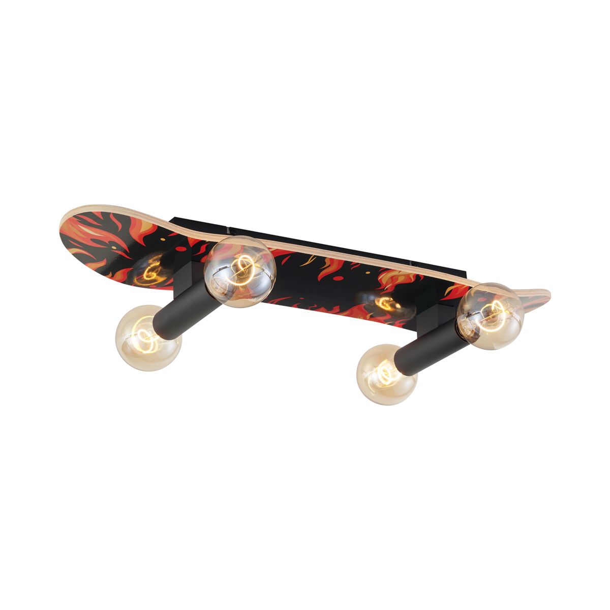 Wandlamp zwart met rood 80cm - Skateboard