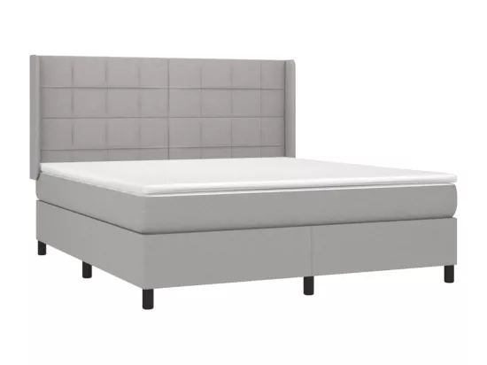 Sommier tapissier et matelas et LED Gris clair 180x200 cm Tissu