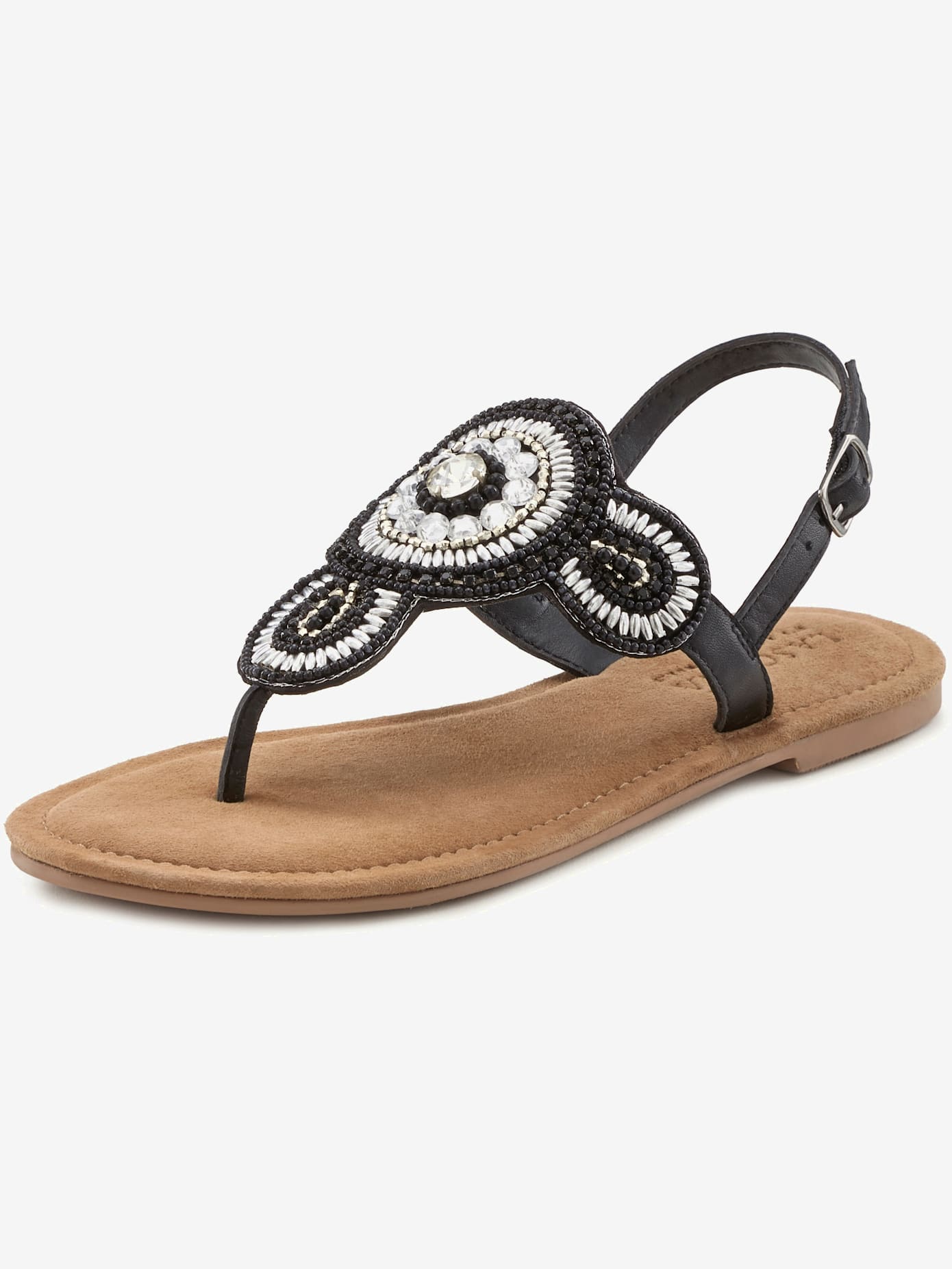 Tongs sandales avec petites pierres fantaisie et perles décoratives