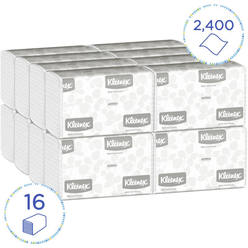 Papier essuie-mains pliage enchevêtré Kleenex Airflex 1890 - Carton de 2400