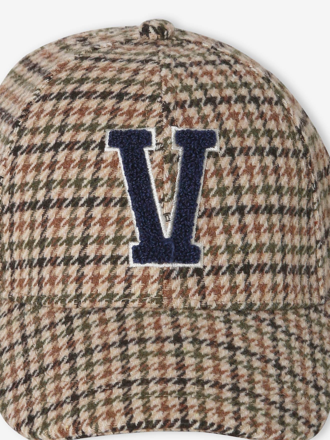 Gorro de inverno xadrez para meninas, xadrez bege.