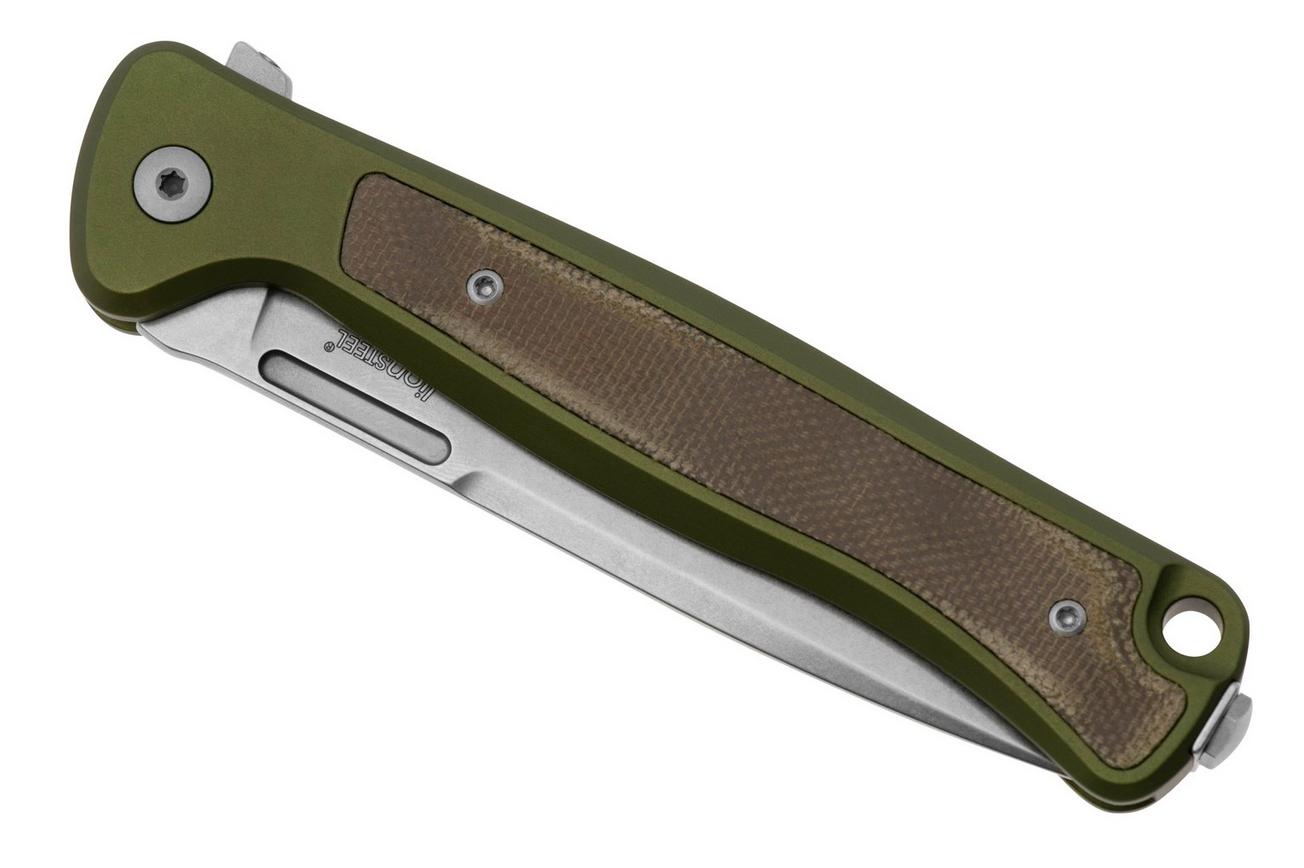 LionSteel Skinny Solid SK01A GS Green Aluminium Green Canvas Micarta inlay, Stonewashed zakmes, Molletta design
