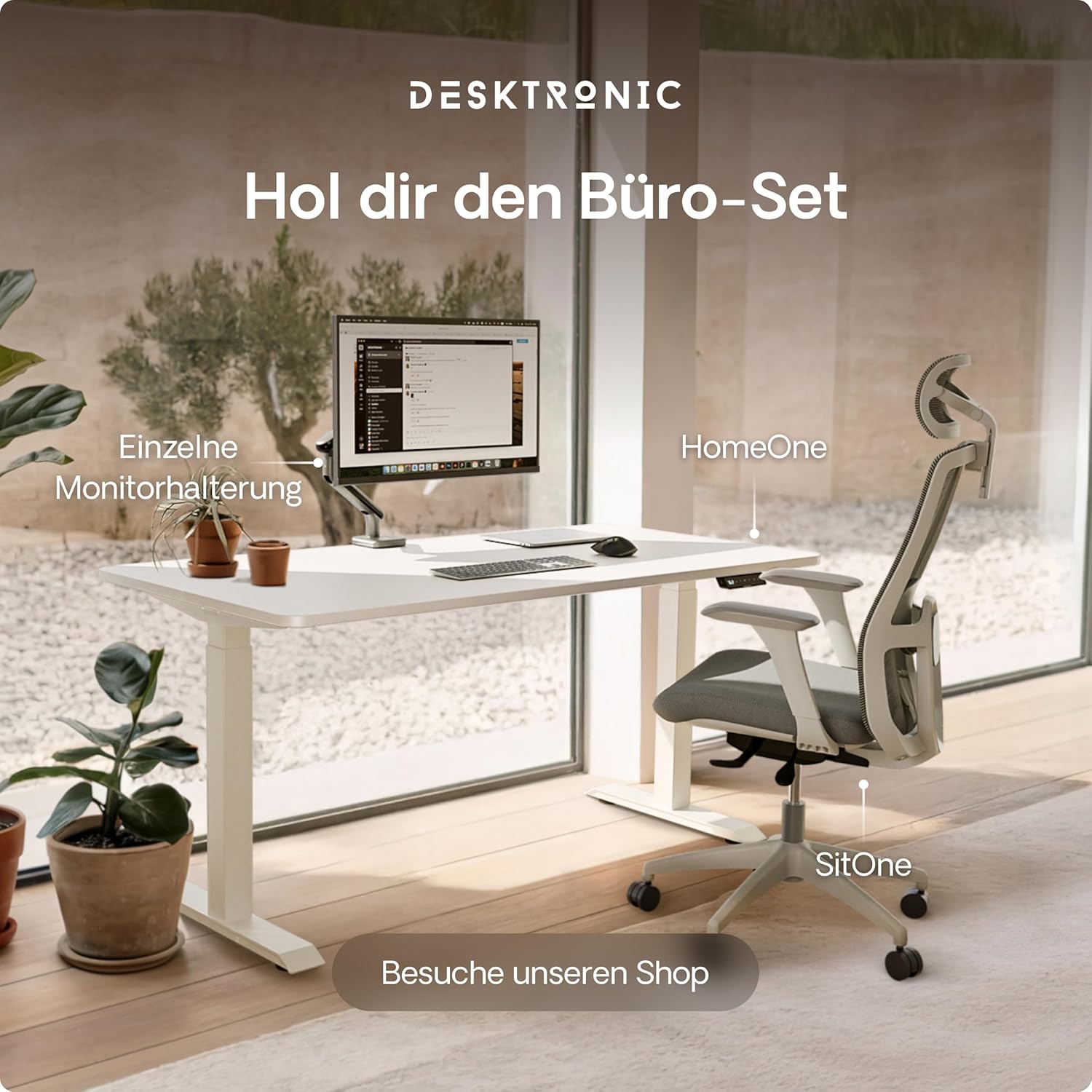Desktronic Homeone Höhenverstellbarer Schreibtisch 160 × 80 cm – Elektrischer Schreibtisch Mit Zwei Elektrischen Motoren, Touchscreen-Steuerung Und Integrierten USB-a- Und USB-c-ladeanschlüssen