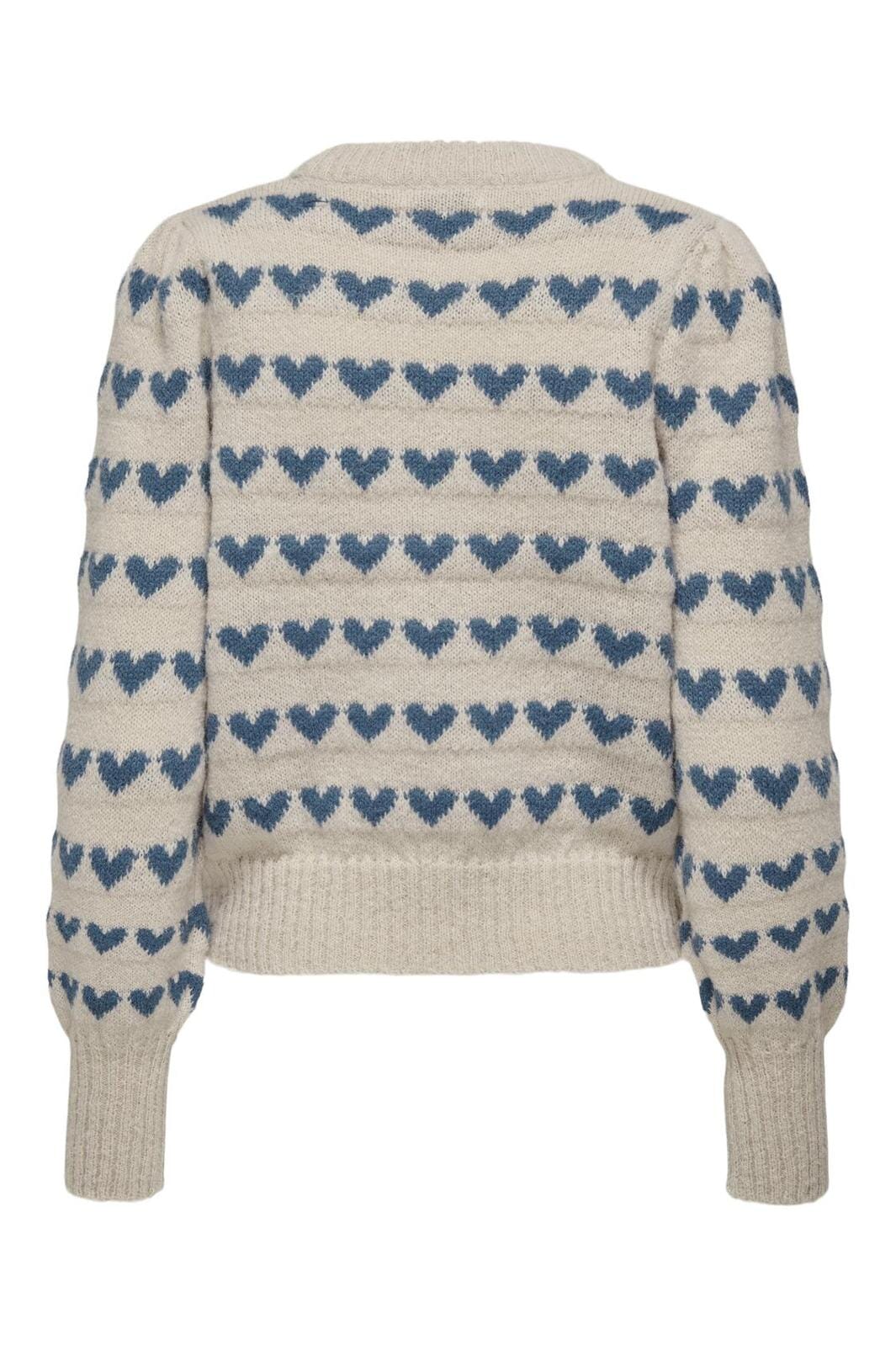 JDY Jdysigrid Life L/S On Puff Pull Knt 4622917 cement w bering sea hearts