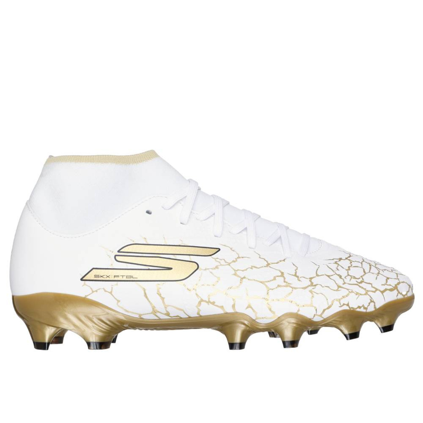 Skechers SKX_1.5 High Academy Gras Voetbalschoenen (FG) Wit Goud Zwart