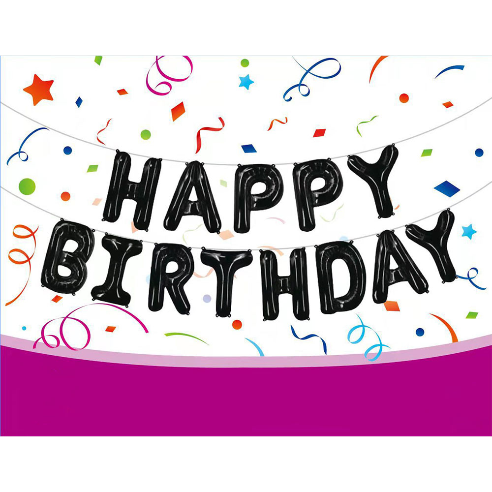 (40cm) Happy Birthday Ballon Girlande Party Dekoration Accessoires Luftballons - Schwarz