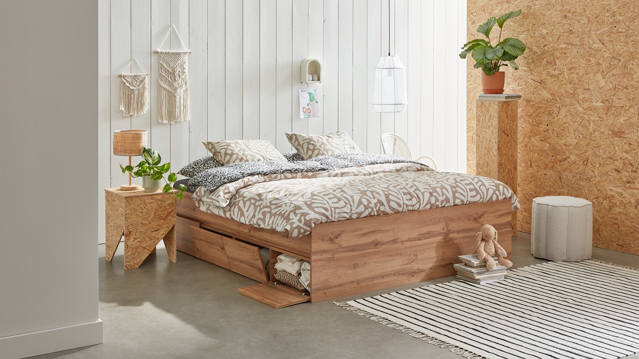 Opbergbed Barn met kleppen oak wotan