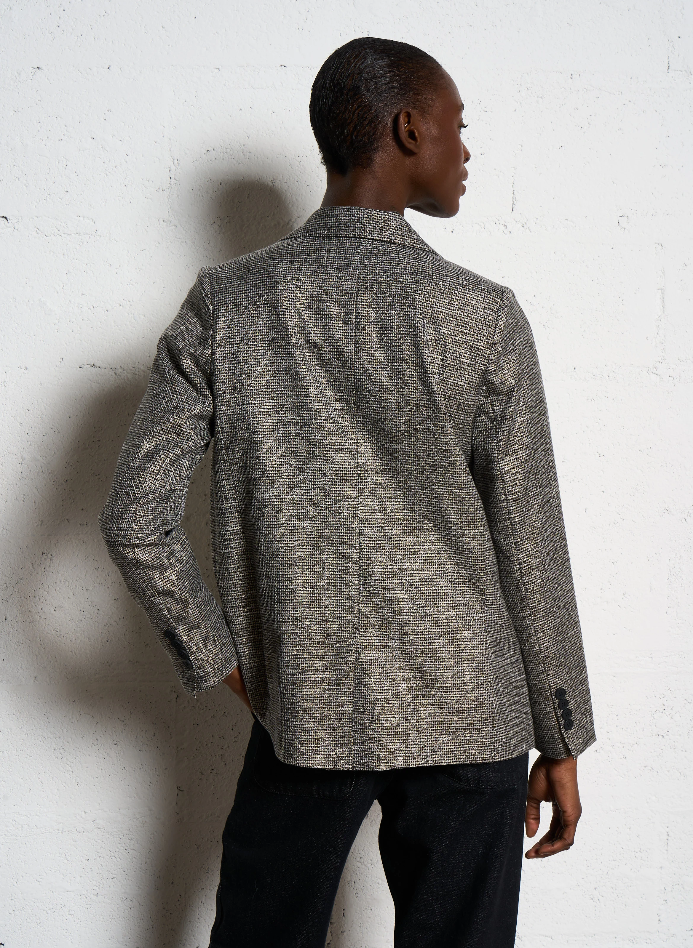 VARTINA - Veste de tailleur pied de poule | Doré