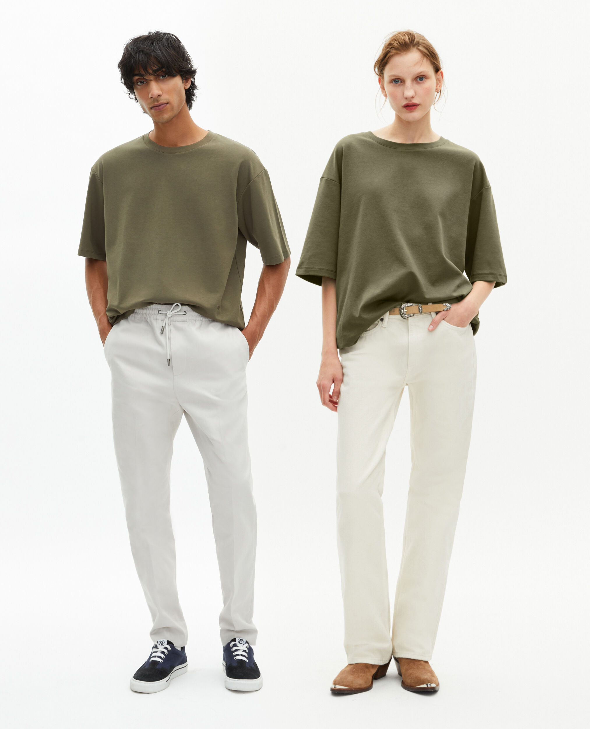 T-shirt Mixte large uni kaki