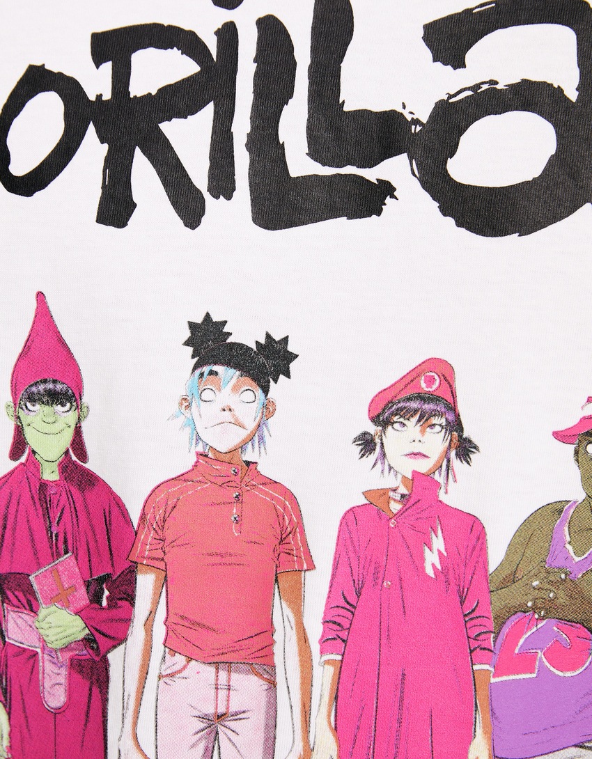 Camiseta de modelagem quadrada com estampa Gorillaz