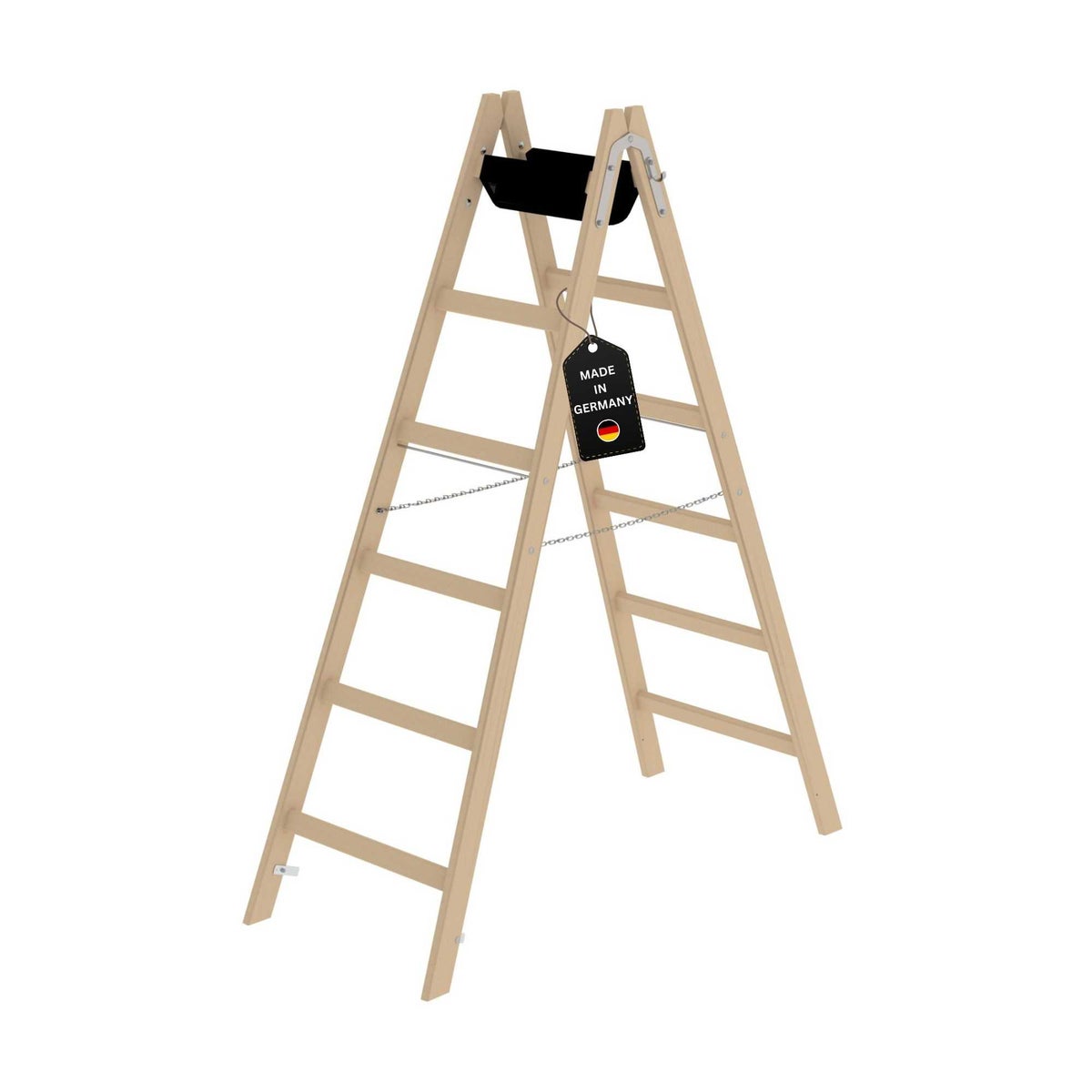 PROREGAL Houten Trapladder met 2 x 6 Sporten
