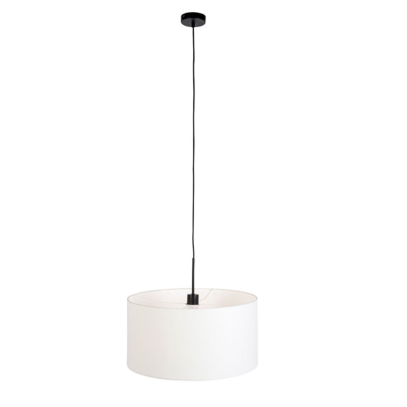 Moderne hanglamp zwart met witte kap 50 cm - Combi 1